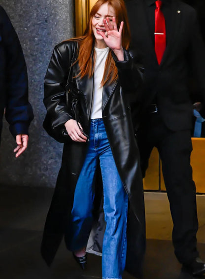 Sadie Sink Spider-Man Brand New Day 2026 Black Leather Coat