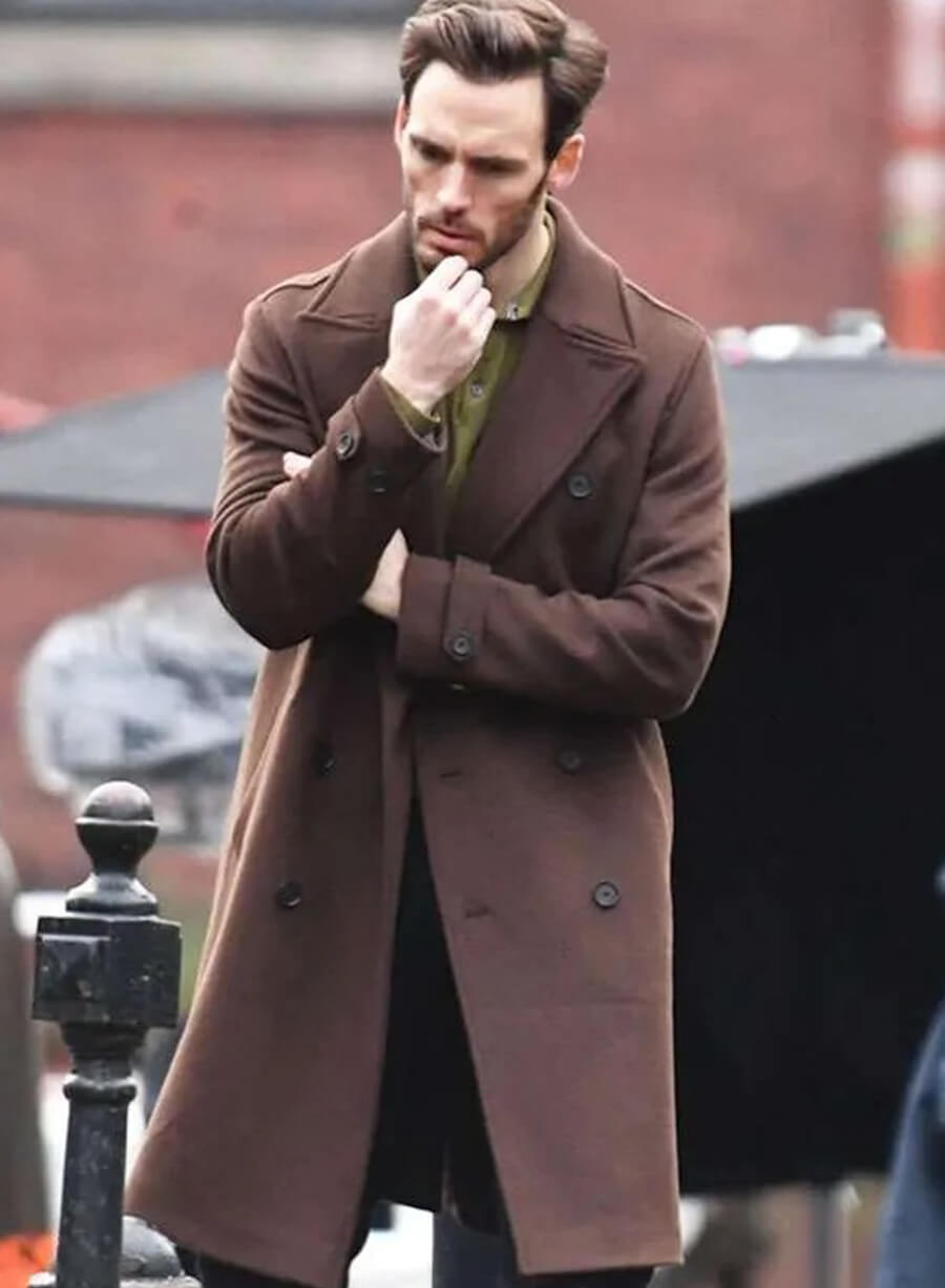 Sam Claflin Lazarus 2025 Brown Wool Coat