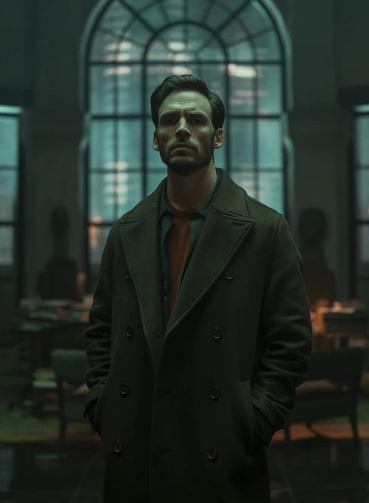 Sam Claflin Lazarus 2025 Brown Wool Coat
