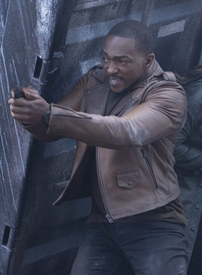 Sam Wilson The Falcon and the Winter Soldier Brown Leather Jacket