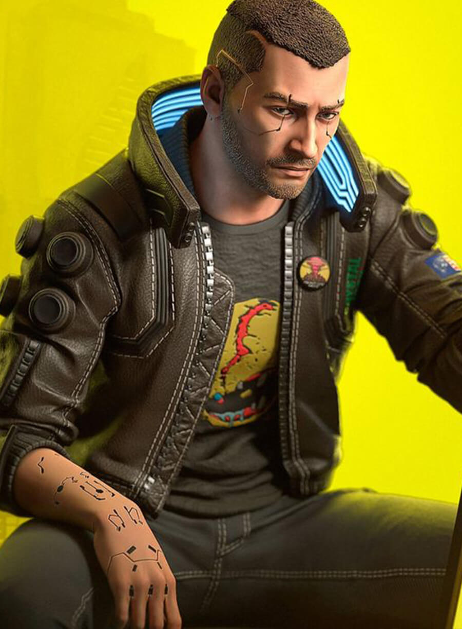 Samurai Cyberpunk 2077 Brown Bomber Jacket