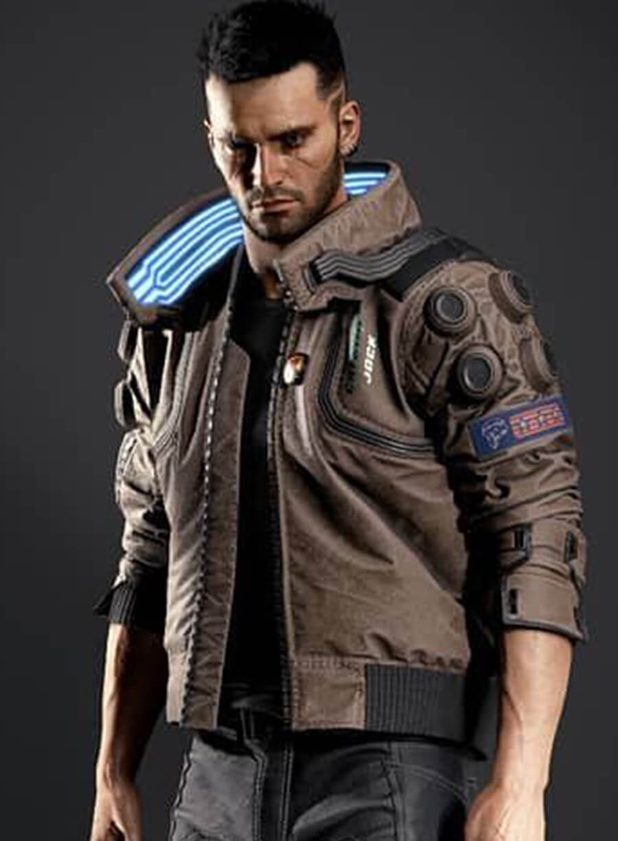 Samurai Cyberpunk 2077 Brown Bomber Jacket