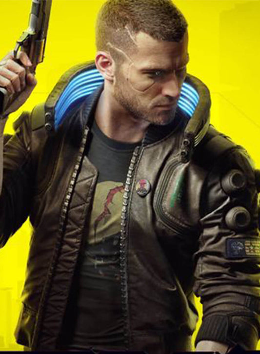 Samurai Cyberpunk 2077 Brown Bomber Jacket