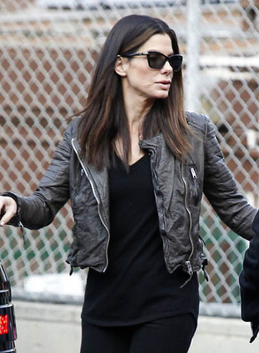Sandra Bullock Black Leather Jacket