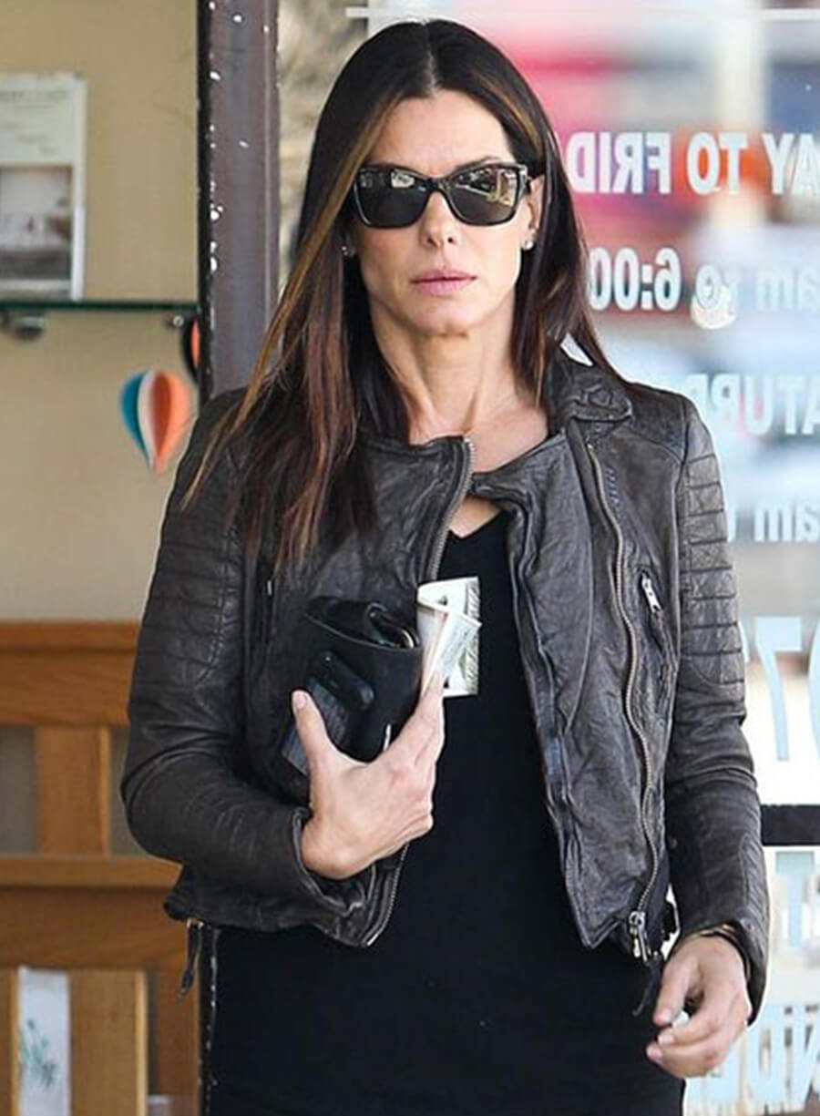 Sandra Bullock Black Leather Jacket