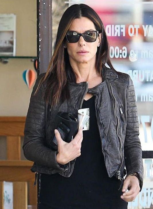 Sandra Bullock Black Leather Jacket