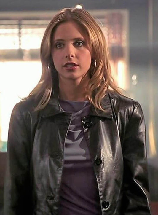 Sarah Michelle Gellar The Vampire Slayer Black Leather Jacket