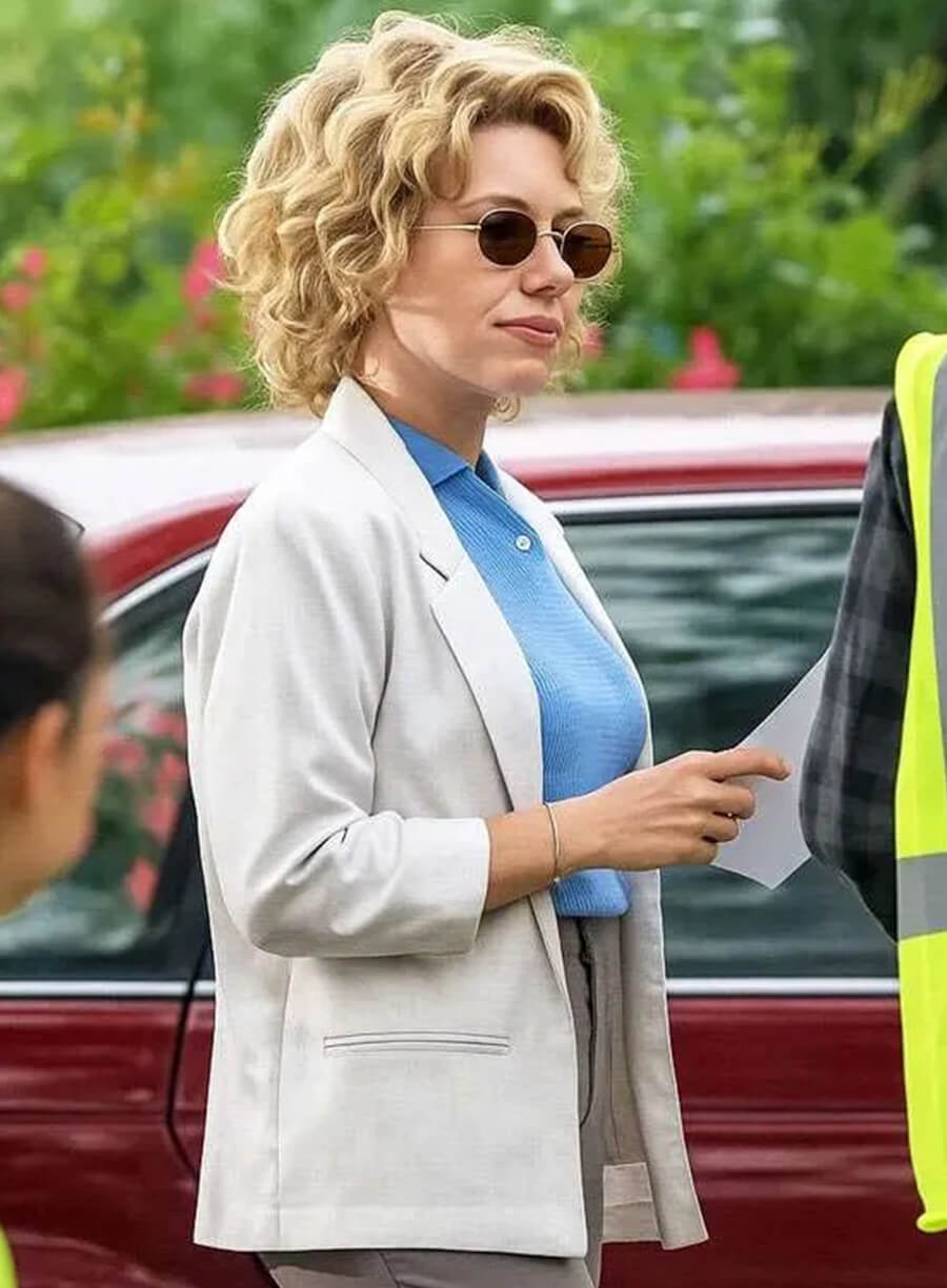Scarlett Johansson Paper Tiger White Blazer