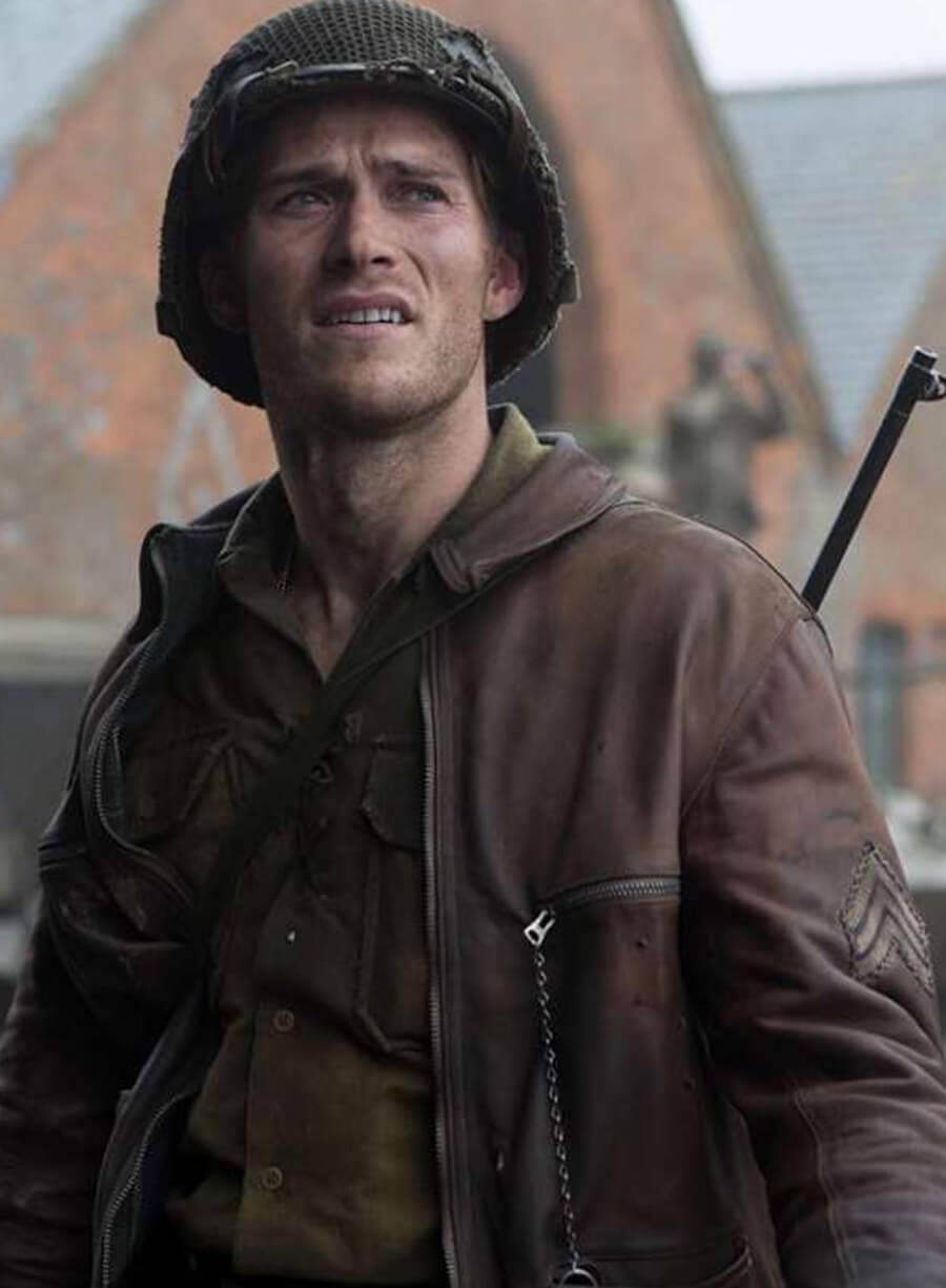 Scott Eastwood Fury Distressed Brown Leather Jacket