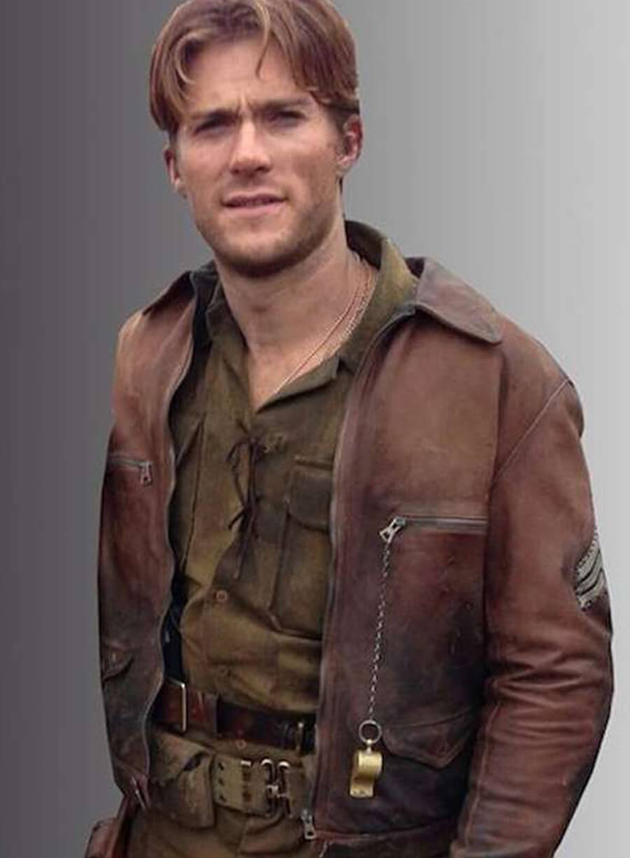 Scott Eastwood Fury Distressed Brown Leather Jacket