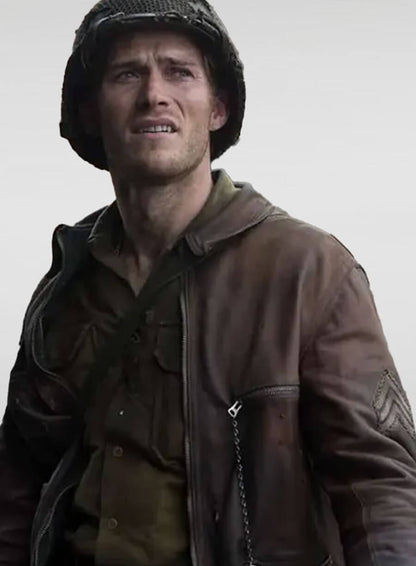 Scott Eastwood Fury Distressed Brown Leather Jacket