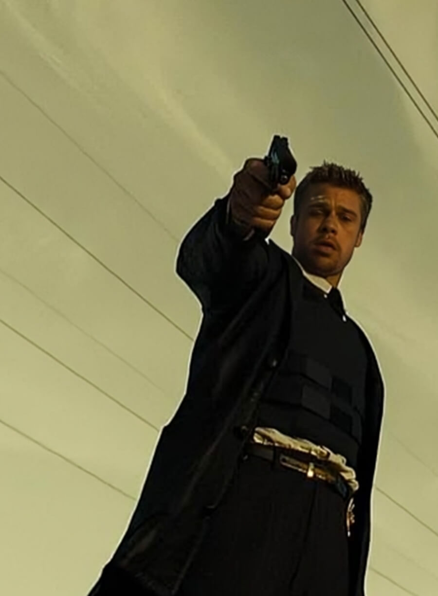 Se7ev Brad Pitt Black Leather Jacket