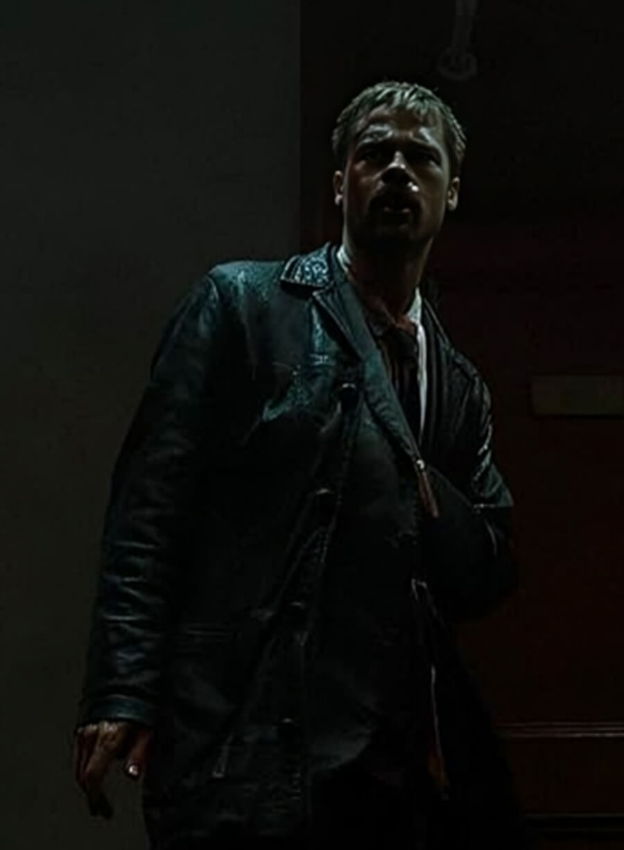 Se7ev Brad Pitt Black Leather Jacket