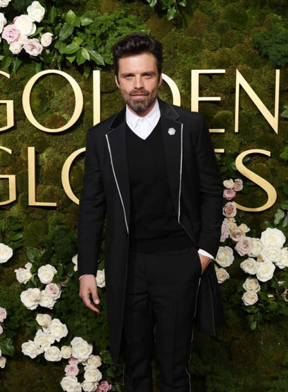 Sebastian Stan Golden Globes 2025 Black Coat