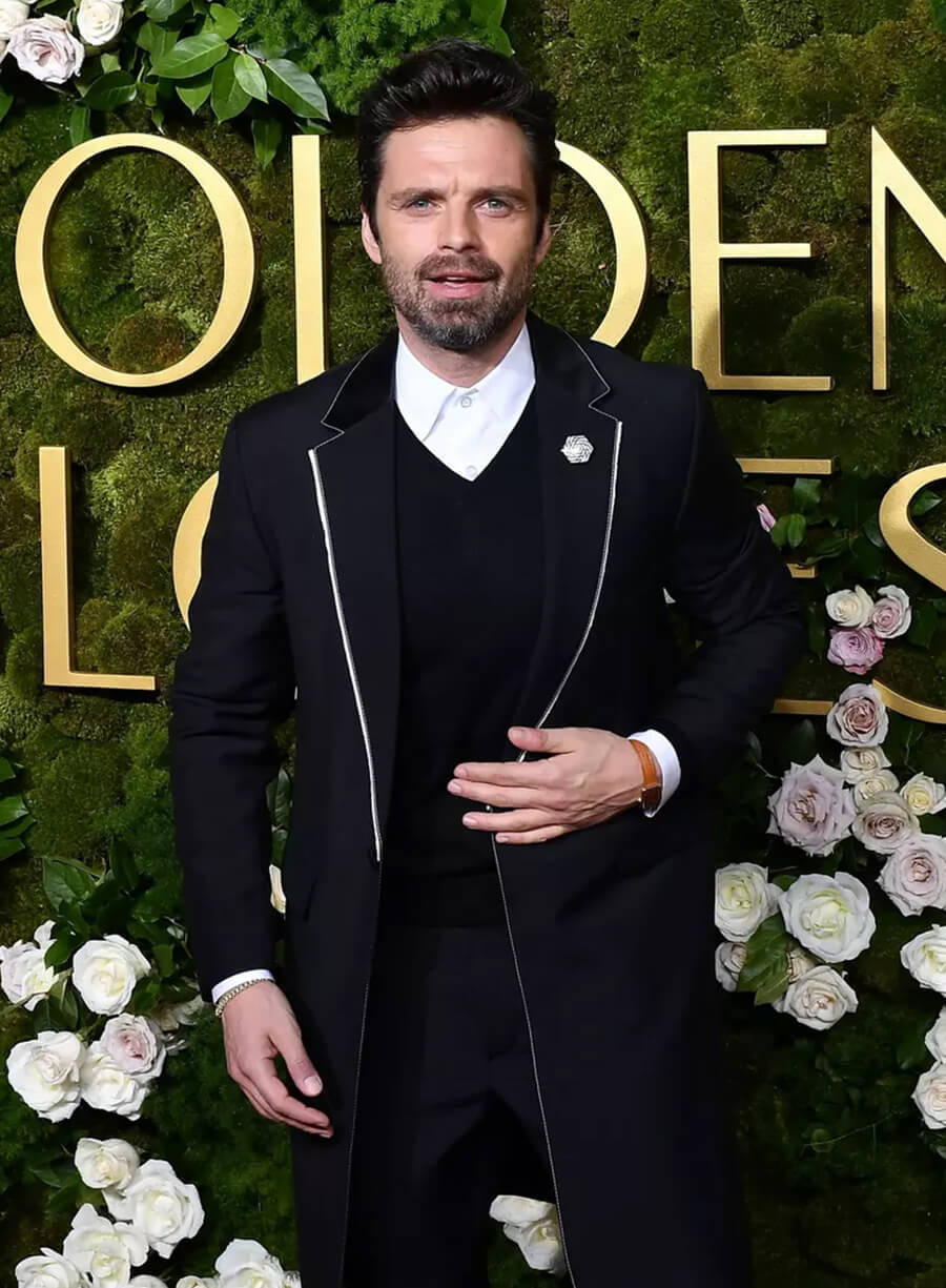 Sebastian Stan Golden Globes 2025 Black Coat