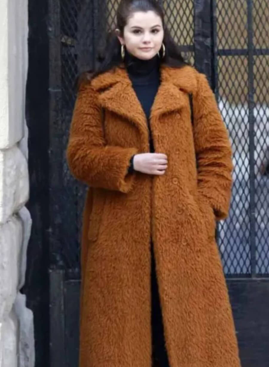Selena Gomez Only Murders in the Building Brown Fur Coat
