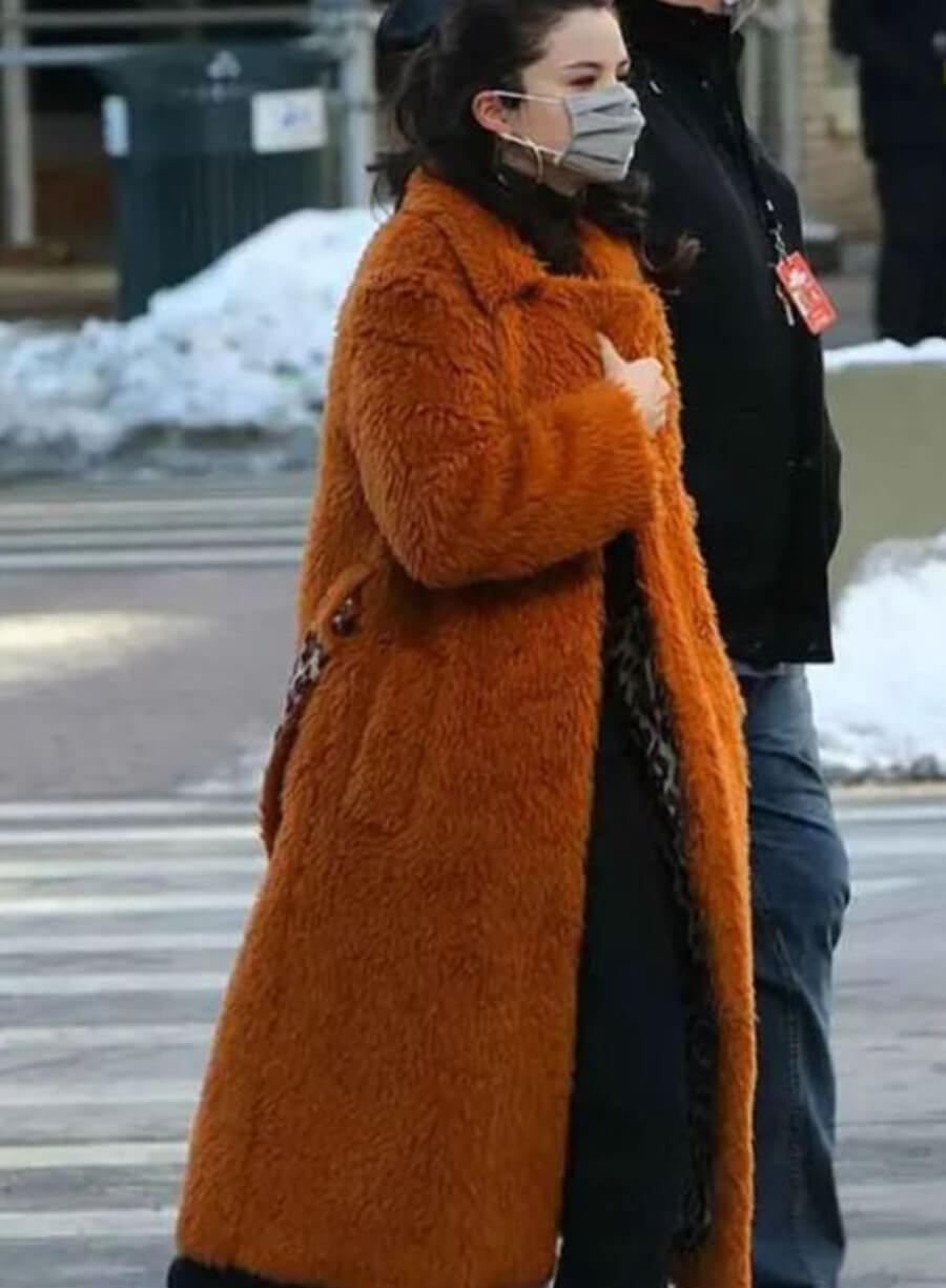 Selena Gomez Only Murders in the Building Brown Fur Coat