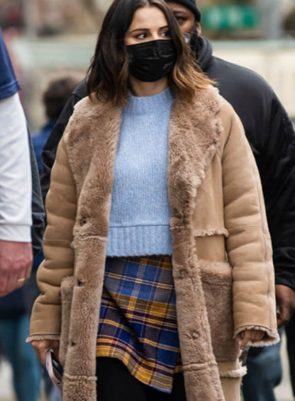 Selena Gomez Only Murders in the Building Brown Leather Coat