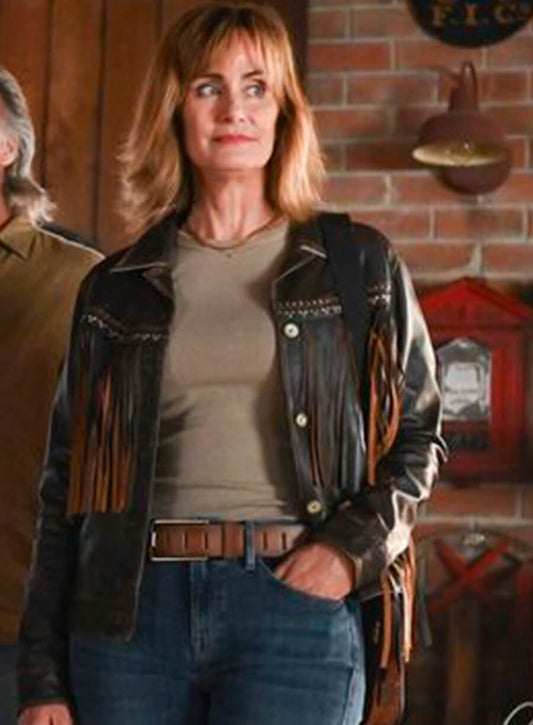 Sharon Leone Fire Country Leather Fringe Jacket