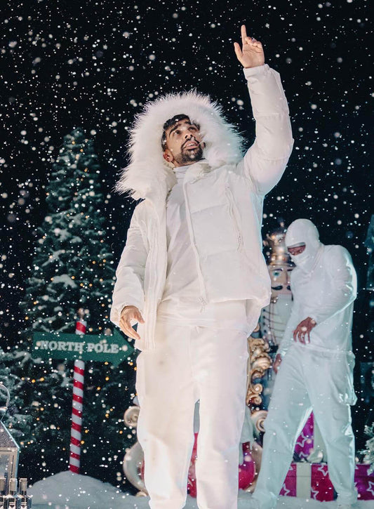 Sidemen Christmas Drillings KSI White Puffer Jacket