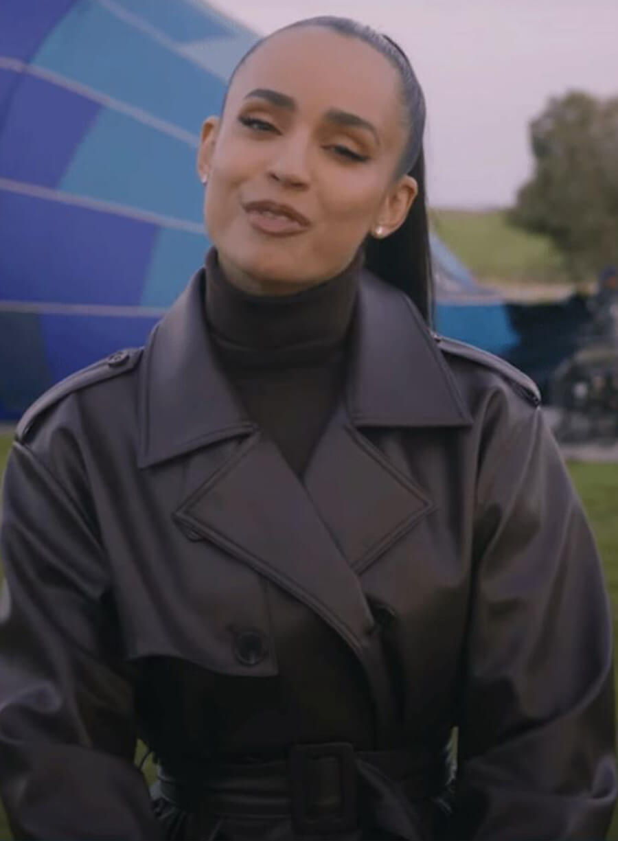 Sofia Carson The Life List 2025 Black Coat