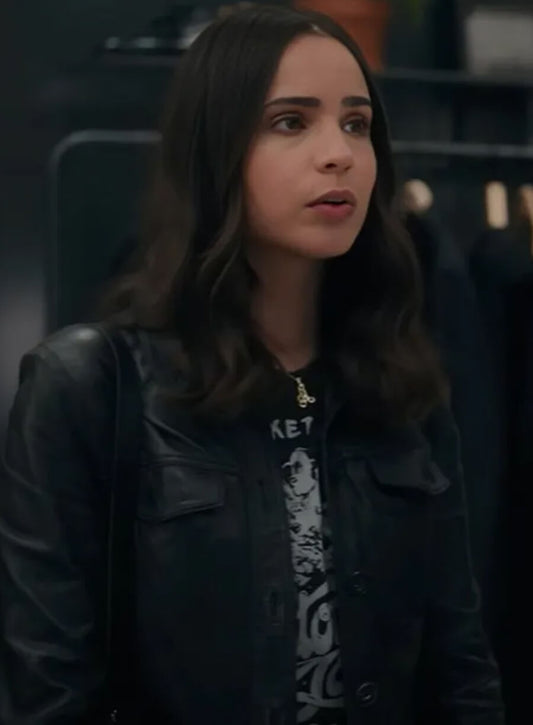 Sofia Carson The Life List 2025 Black Leather Jacket