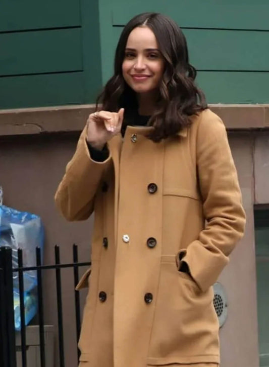 Sofia Carson The Life List 2025 Brown Wool Coat