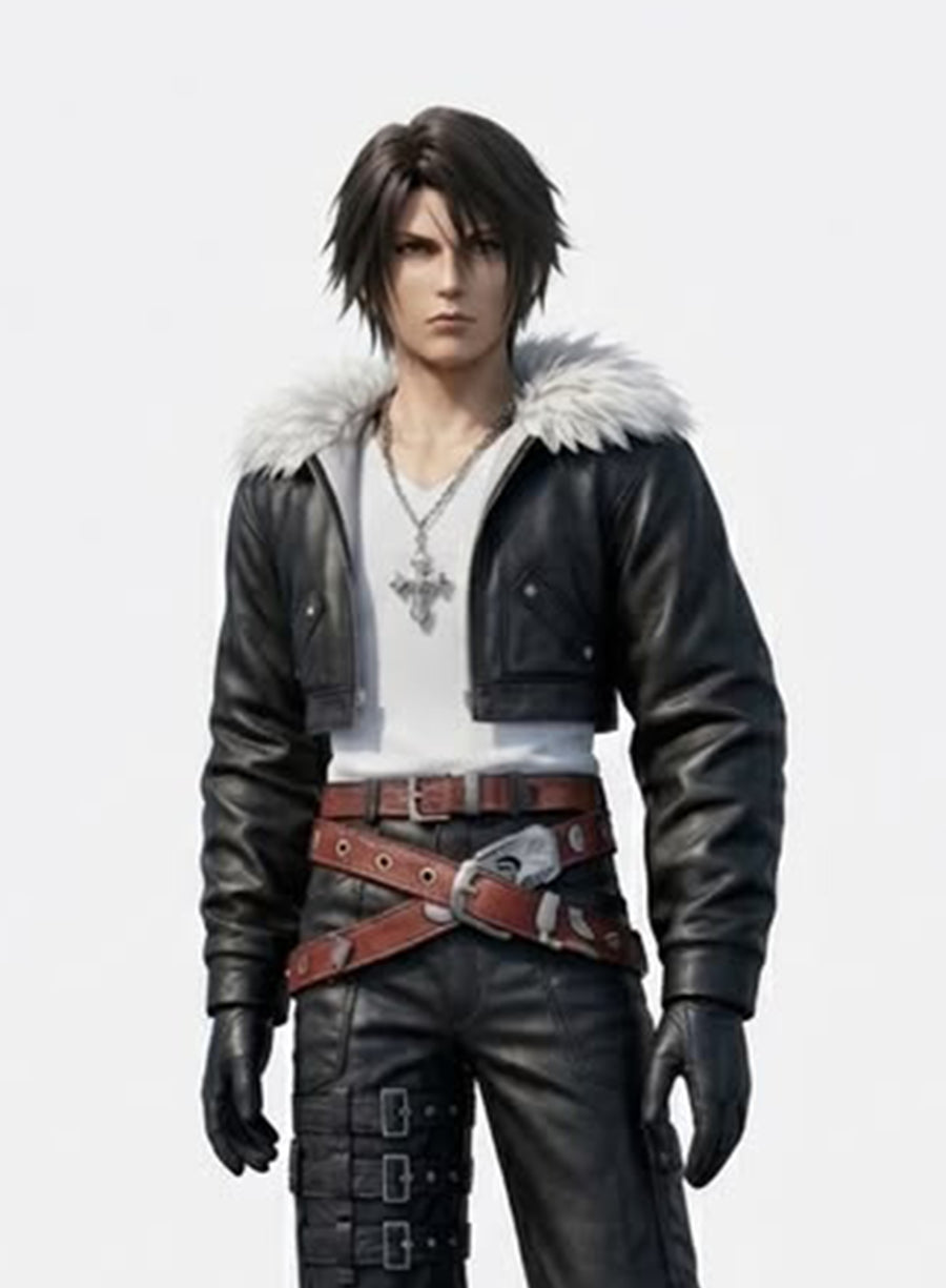 Squall Leonhart Final Fantasy VII Black Leather Jacket
