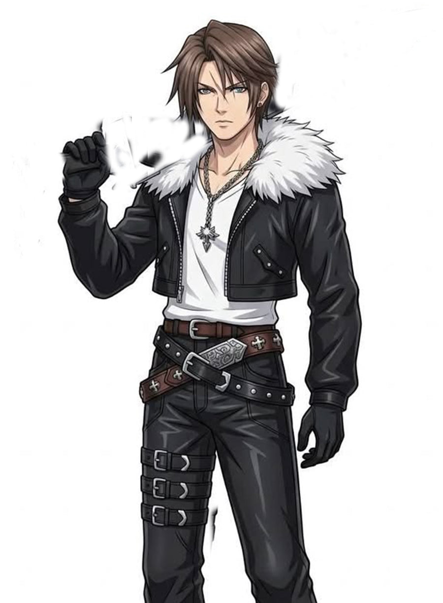 Squall Leonhart Final Fantasy VII Black Leather Jacket