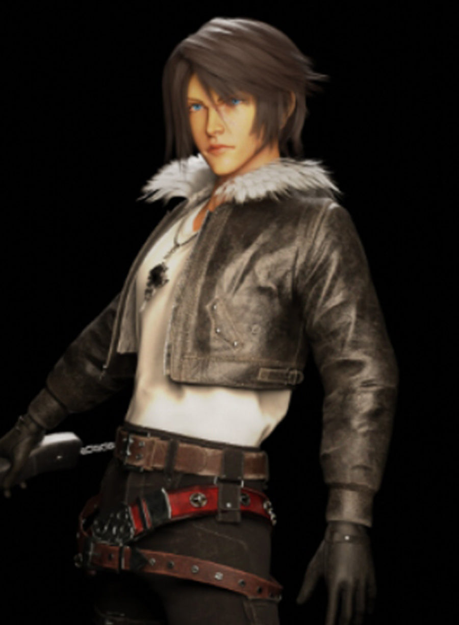 Squall Leonhart Final Fantasy VII Black Leather Jacket