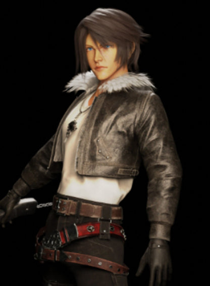 Squall Leonhart Final Fantasy VII Black Leather Jacket