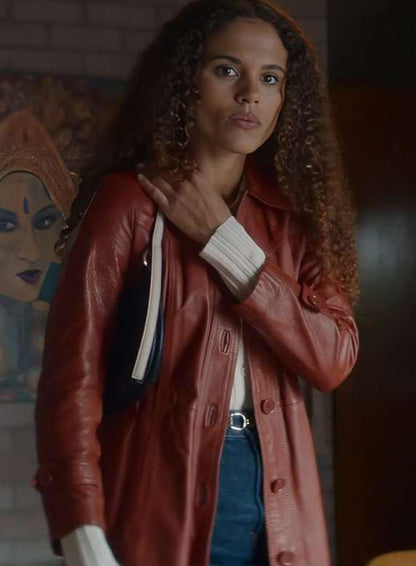 Stacey Embalo Missing You 2025 Brown Leather Coat