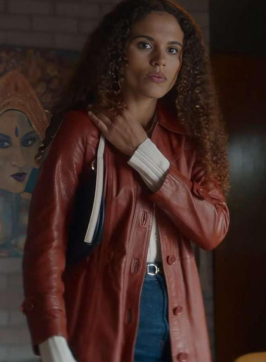 Stacey Embalo Missing You 2025 Brown Leather Coat