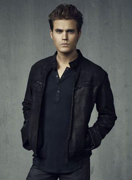 Stefan Salvatore The Vampire Diaries Black Leather Jacket