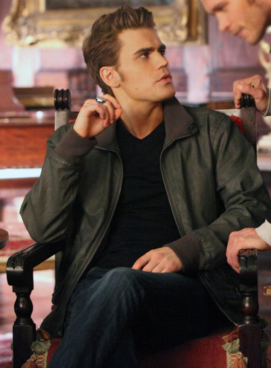 Stefan Salvatore Vampire Diaries S03 Black Leather Jacket