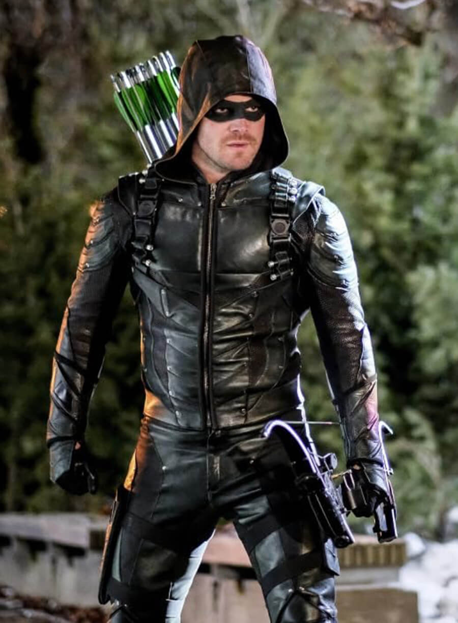 Stephen Amell Arrow TV Series Black Leather Jacket