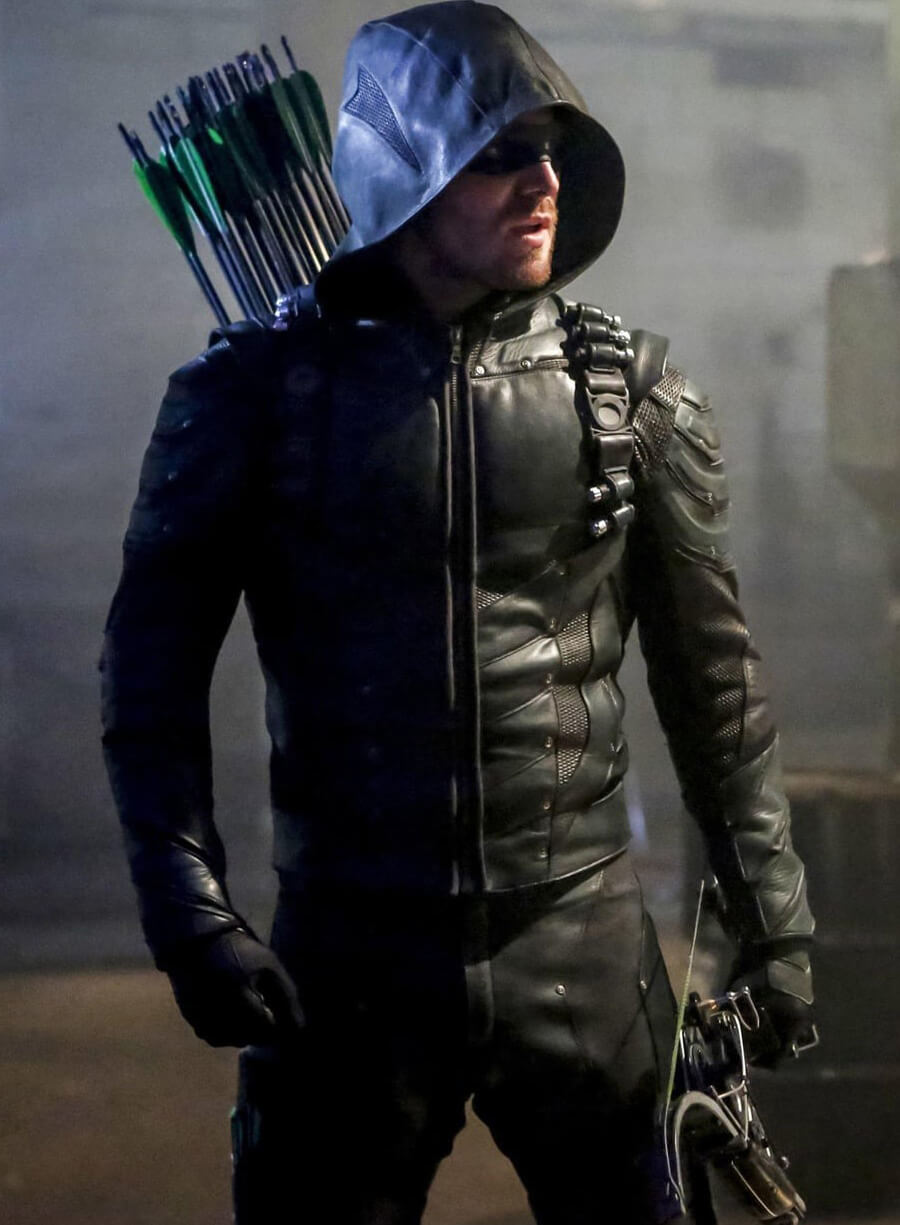 Stephen Amell Arrow TV Series Black Leather Jacket