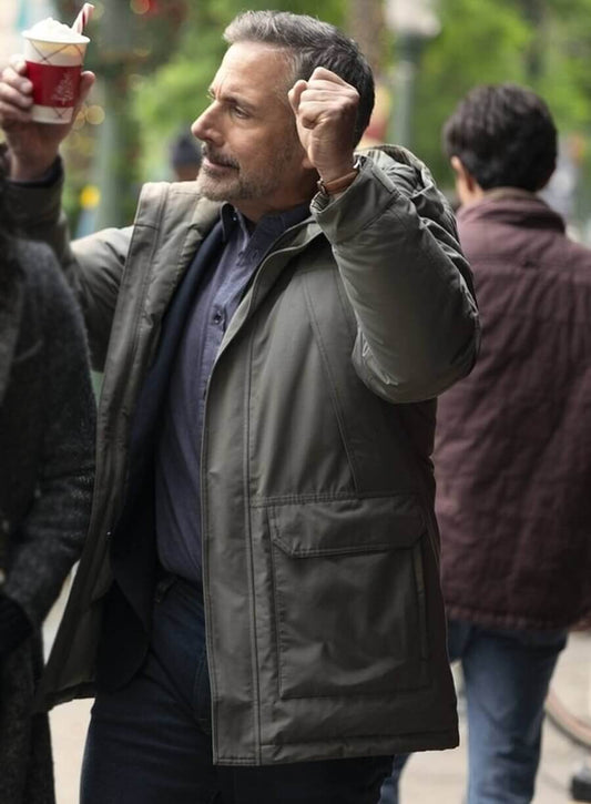 Steve Carell Rooster 2026 Greg Russo Grey Jacket