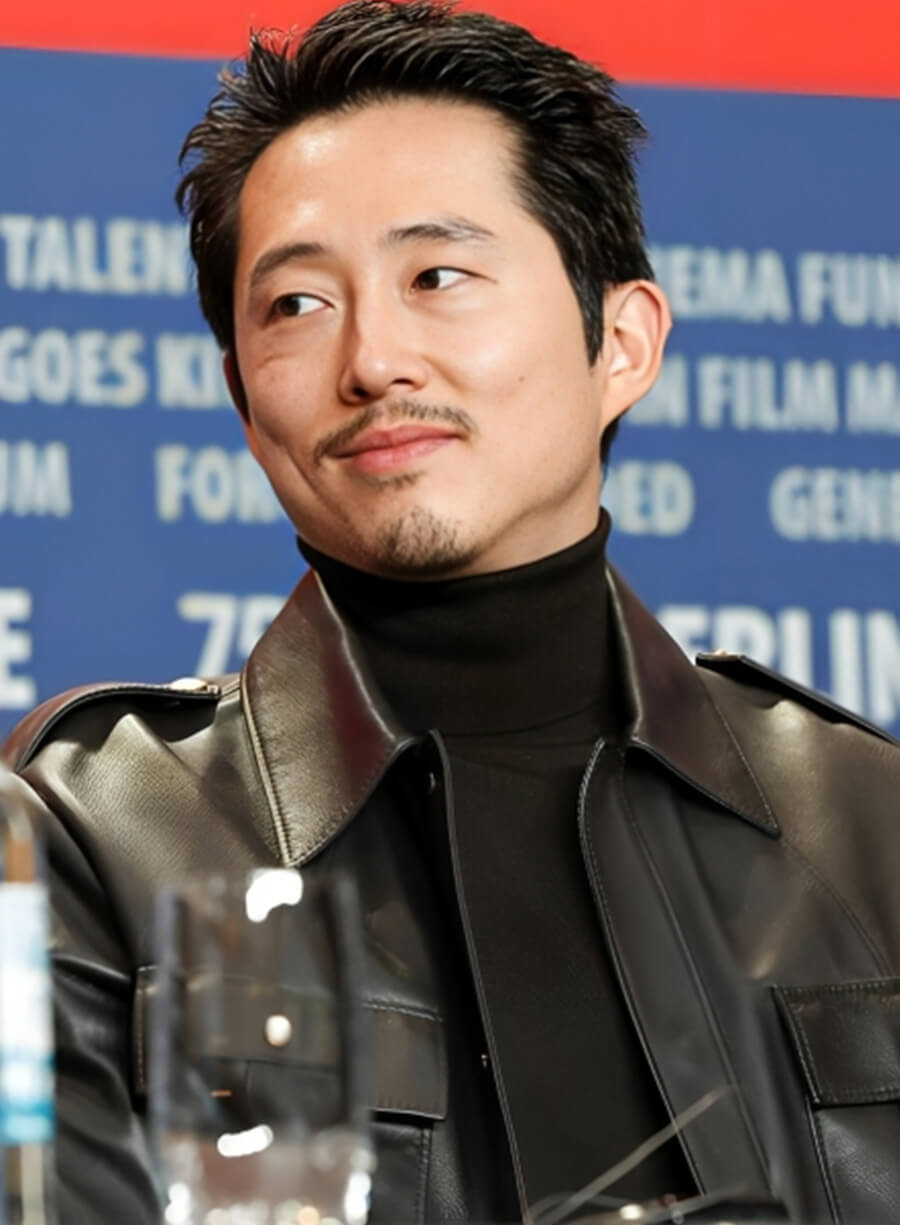 Steven Yeun Mickey 17 2025 Black Leather Jacket