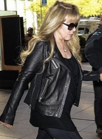Stevie Nicks Black Biker Leather Jacket