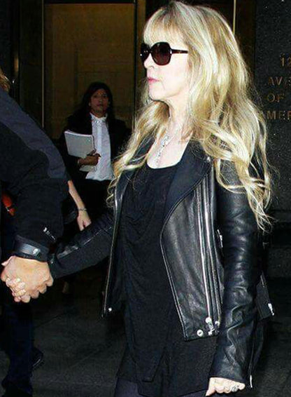Stevie Nicks Black Biker Leather Jacket