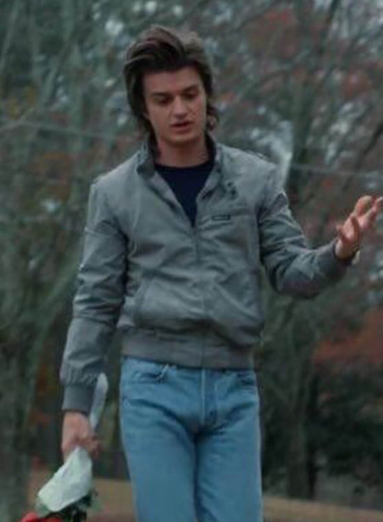 Stranger Things Steve Harrington Grey Bomber Jacket – LeatherJacketMerchant