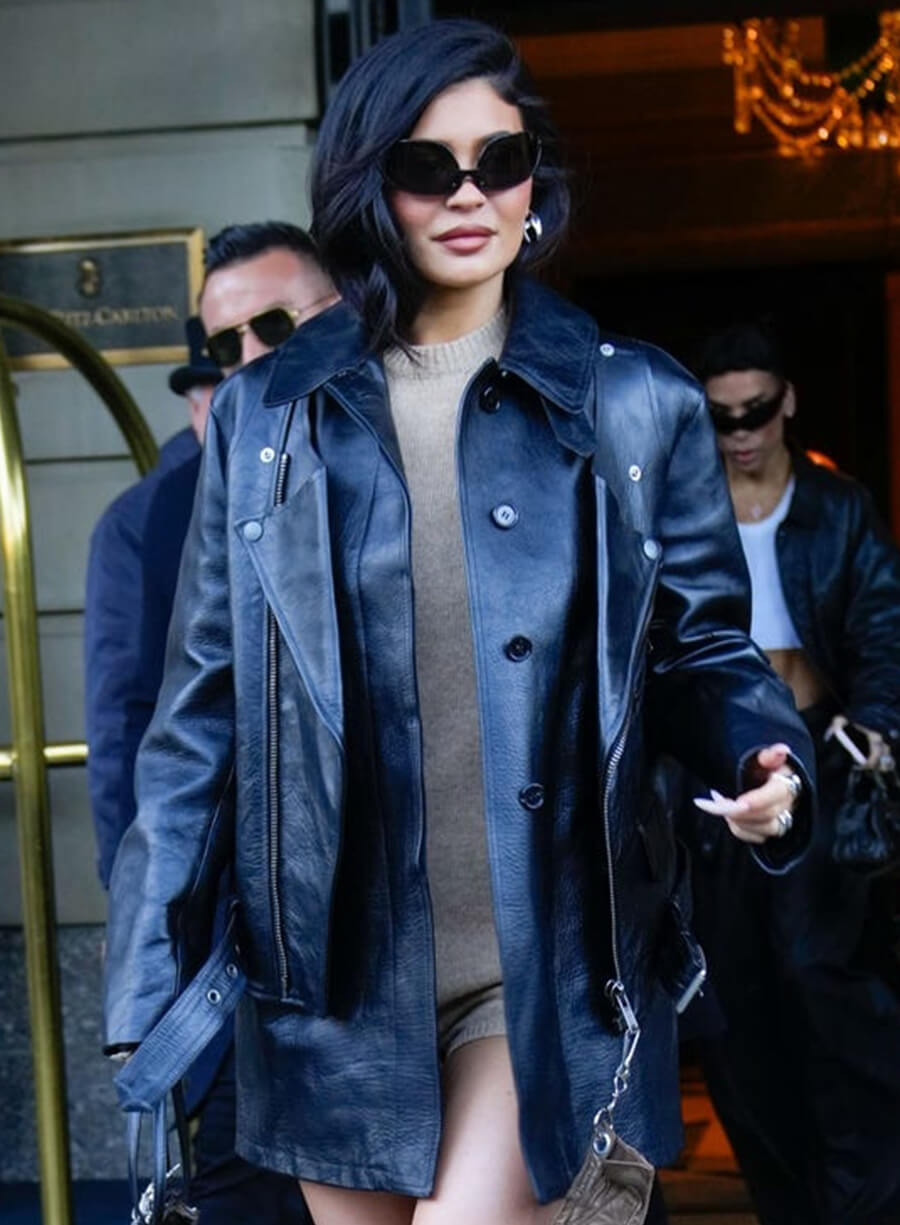 Street Style Kylie Jenner Black Leather Jacket