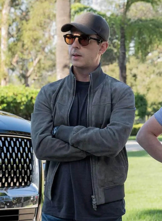 Succession S04 Kendall Roy Suede Bomber Grey Jacket
