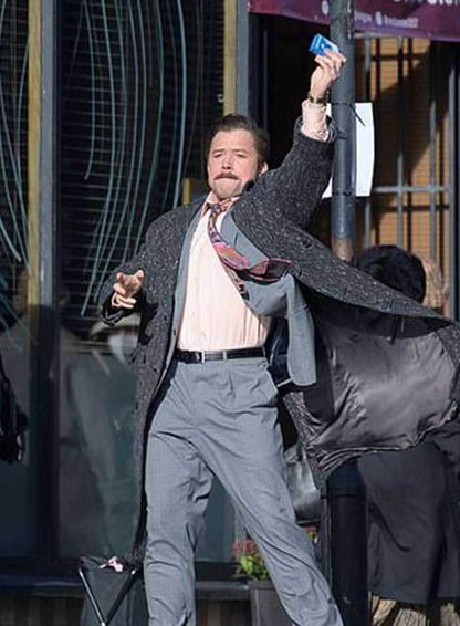 Taron Egerton Black Wool Coat