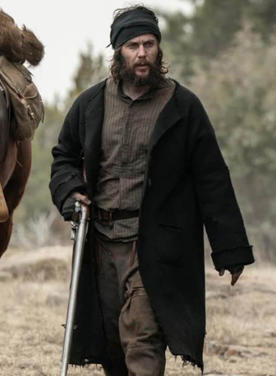 Taylor Kitsch American Primeval 2025 Isaac Black Wool Coat