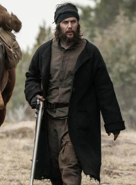 Taylor Kitsch American Primeval 2025 Isaac Black Wool Coat