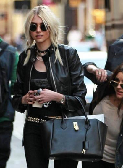 Taylor Momsen Black Leather Jacket