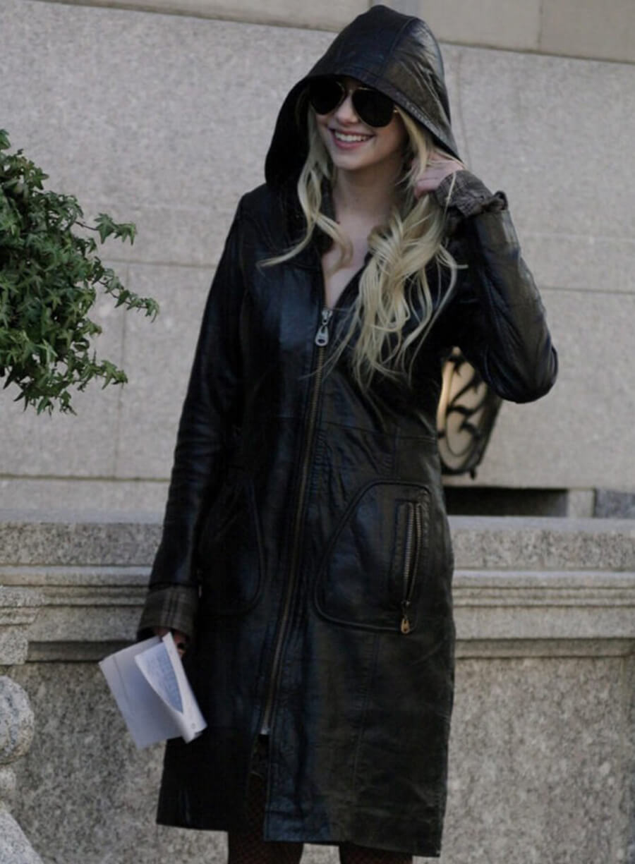 Taylor Momsen Gossip Girl Black Leather Coat  