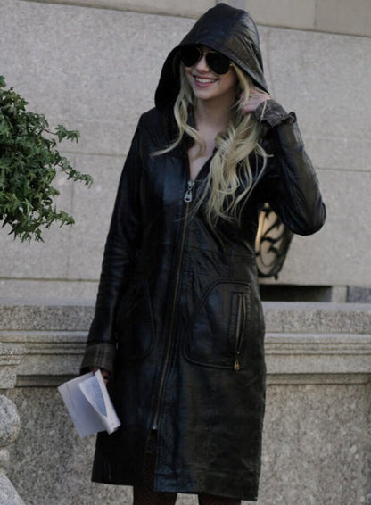 Taylor Momsen Gossip Girl Black Leather Coat  